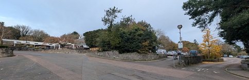 Main car park entrance with Green Table above it